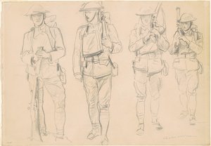 戦争に参加するための研究[recto]、1918年 作： John Singer Sargent