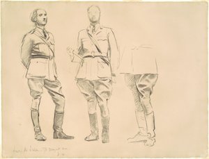「第一次世界大戦の将校」のための研究 作： John Singer Sargent