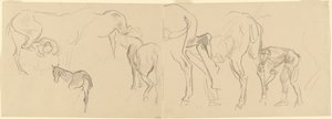 最前線で騎馬隊に靴を履かせるための研究[直訳]、1918年。 作： John Singer Sargent