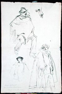 ヴェネツィアの街並みの習作（紙にインク 作： John Singer Sargent