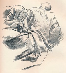 カーテンの研究、c1916 作： John Singer Sargent