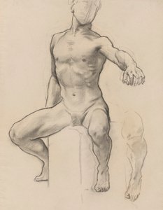 メデューサを倒すペガサスのペルセウスのためのペルセウスの習作、壁画、階段、美術館、ボストン [?] 作： John Singer Sargent