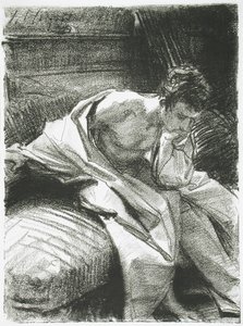 座っている青年の研究、1895 作： John Singer Sargent