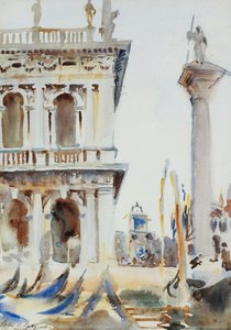 聖セオドアの柱がある図書館の隅、ヴェネツィア、1904年 作： John Singer Sargent