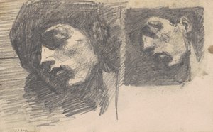 Two Heads、1875-80（ウォーヴ紙にグラファイト） 作： John Singer Sargent