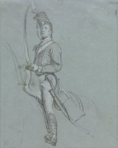 1812年馬に乗ったハサー将校。