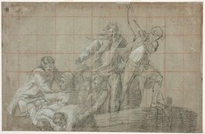 レスキューグループ、177778（黒チョークを紙の上に白で強調） 作： John Singleton Copley