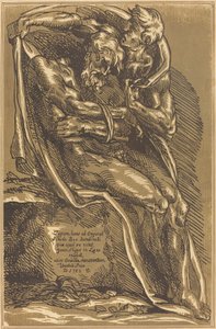 手を縛って座っている裸の男 作： John Skippe after Baccio Bandinelli