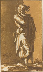 腕を組んで右を向いて立つ男性聖人 作： John Skippe after Parmigianino