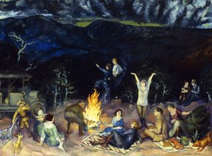 尾根でピクニック 作： John French Sloan