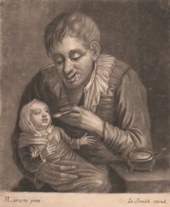 男は子供に餌をやる 作： John Smith