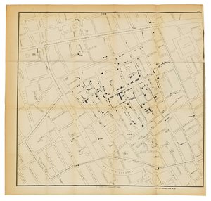 「コレラのコミュニケーションのモードについて」、1855年からの地図 作： John Snow