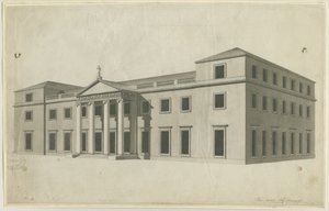 チリントンホール：ペンとウォッシュの描画、nd [？1780s] 作： John Soane
