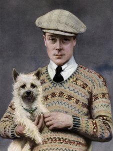 エドワード8世の肖像、愛犬と一緒に（モノクロ写真