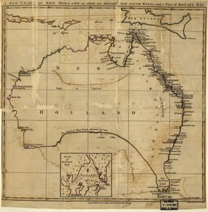 ニューサウスウェイルとボタニー湾が描かれたニューホランドの新しい海図。LOC 00556400 作： ジョンストックデイル