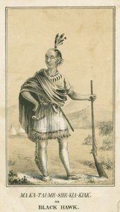 Ma-Tai-Me-She-Kia-KiakまたはBlack Hawk、1840 作： John T. Bowen