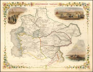 1851年、ジョン・タリスによる独立韃靼の地図