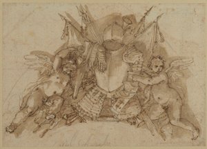 ミリタリートロフィー（紙にペンとインクでウォッシュ） 作： John Talman