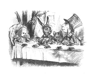 マッドハッターズティーパーティーのアリス、1889年 作： John Tenniel