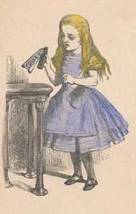 1889年の記号の付いたボトルを見るアリス