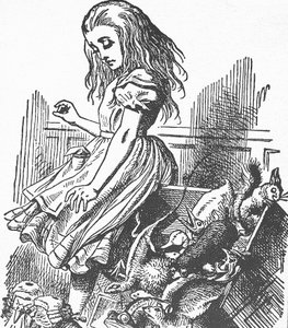 CARROLL, Lewis (1832-1898).イギリスの作家、数学者、写真家。不思議の国のアリス』（版画 作： John Tenniel