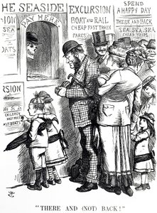 過密状態の遠足列車で事故が多発していることを解説した漫画 作： John Tenniel