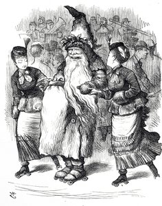ローラースケートをするファーザー・クリスマスを描いた漫画 作： John Tenniel