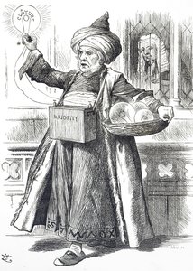 William Ewart Gladstoneをアラジンに見立てた漫画 作： John Tenniel