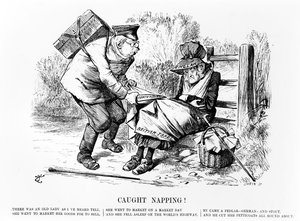 キャッチナッピング！、「パンチ」のイラスト、1896年9月5日 作： John Tenniel