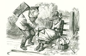 ドイツは、貿易と製造における世界のリーダーとしてのイギリスの地位を奪った。1896年9月5日付『パンチ』に掲載されたジョン・テニエルの漫画。 作： John Tenniel