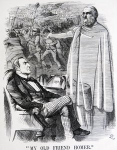 William Ewart Gladstoneと「旧友ホーマー」を描いた政治風刺。 作： John Tenniel