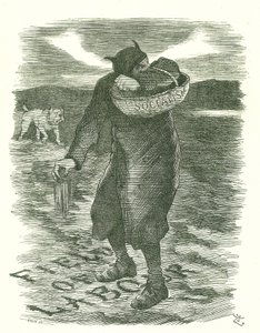 タレを蒔く。社会主義がイギリスの労働者の間で広まっていることを恐れて。1886年2月27日、ロンドンの『パンチ』に掲載されたジョン・テニエルの漫画。 作： John Tenniel