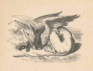 太陽の下で眠っているグリフォン、1889 作： John Tenniel