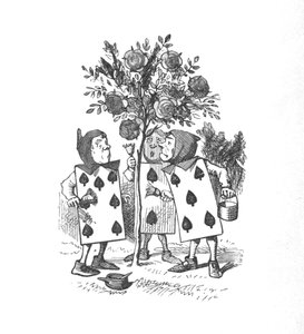 バラの茂みを描いたトランプ1889 作： John Tenniel
