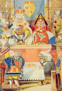 ハートのナイフの試練、ルイス・キャロルによる「不思議の国のアリス」（1832-9）のイラスト 作： John Tenniel