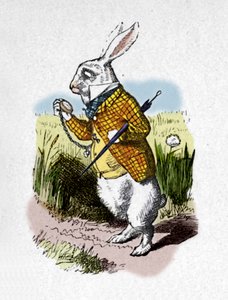 時計付きの白いウサギ、1889 作： John Tenniel