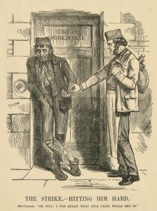 打撃の結果 - ワークハウス。 「パンチ」の漫画、ロンドン 作： John Tenniel