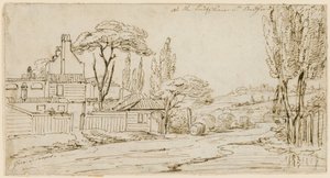 1793年7月20日、チェフォードストリート、ベッドフォードスクエアの終わり（紙にインク） 作： John Thomas Serres