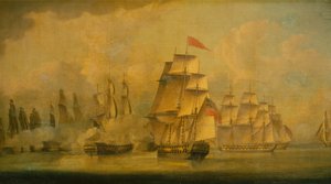 マラッカ海峡の戦い、1804 年 2 月 15 日 作： John Thomas Serres