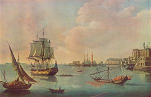 英語男性oマルタ港のマルタ港での戦争、c1805 作： John Thomas Serres
