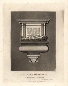 1575年に死去した正直者William Emersonの墓の彫像と記念碑、St Mary OveriesまたはSt Saviours Southwarkにある。