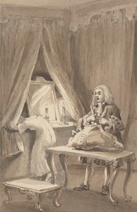 Hogarth, depois que sua esposa vestiu uma nova camisa de noite, amarrou suas coisas para enviar a Sir James Thornhill com uma carta na qual ele lhe disse: 