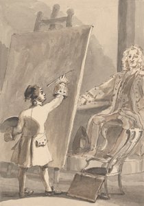 ホガースは、孤児院のためにコーラム船長の絵を描いています 作： John Thomas Smith