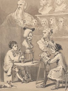 ルビリアックの胸像に座るホガース 作： John Thomas Smith