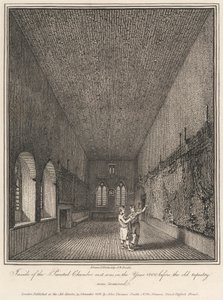 古いタペストリーが取り除かれる前の 1800 年の絵の部屋の内部 作： John Thomas Smith
