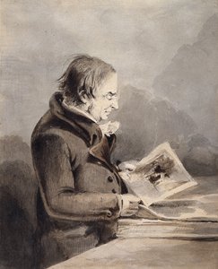 J.M.W. 大英博物館のターナー (白い紙に鉛筆で茶色と灰色のインクを塗り) 作： John Thomas Smith