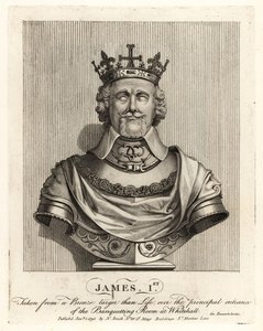 イングランド王ジェームズ1世（ホワイトホールの宴会場の入り口にあるブロンズの胸像より 作： John Thomas Smith