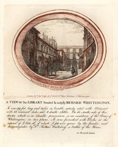 1429年、リチャード・ウィッティントンがロンドンのクライストホスピタルに設立した図書館。 作： John Thomas Smith