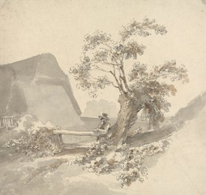 かまちのそばにいる男 作： John Thomas Smith