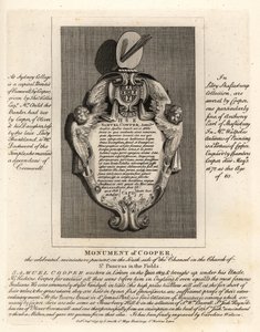セント・パンクラス・イン・ザ・フィールズにある細密画家サミュエル・クーパー（1609-1672）の記念碑 作： John Thomas Smith